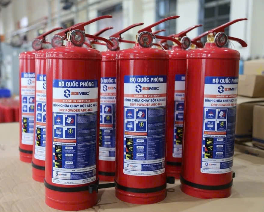 Bình chữa cháy bột ABC 4kg Bộ Quốc Phòng có tem kiểm định CA
